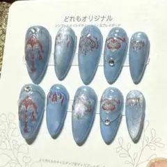 水の中に火焔　ハンドメイド　ネイルチップ 10個セット