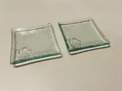 ガラス小皿 2枚セット プルメリア スクエア アジアン バリ風