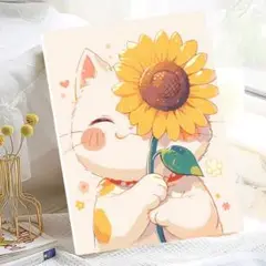 11CTクロスステッチキット猫とひまわりの刺繍作成キット55×70cm