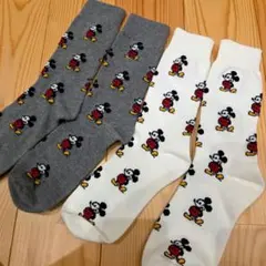 ミッキーマウス柄ソックス2足セット