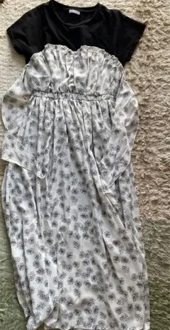 OLIVE des OLIVE バックリボン　ビスチェドッキングワンピース　半袖