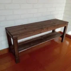 伝統技法ほぞ組】木製フラワースタンド 幅50cm×高さ30cm ベンチ 花台