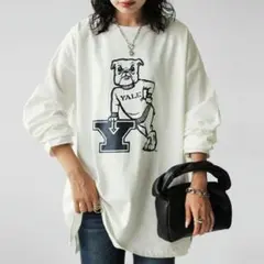 アンティカ⭐YALE カレッジロゴ ロンT 長袖 ブルドッグフリーサイズ