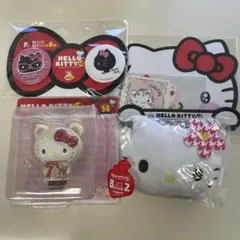 ハローキティ　happyくじ　フィギュア　フェイスチャーム　ステッカー　缶バッチ