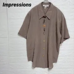 希少 ヴィンテージ 飾りボタン 半袖シャツ モカブラウン 昭和レトロ 個性的