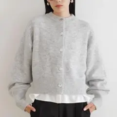 vis カーディガン　グレー　ラメニット