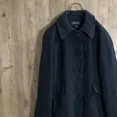 人気カラー　ロンドンフォグ　コート　無地　厚手　ウール　黒　L HD13
