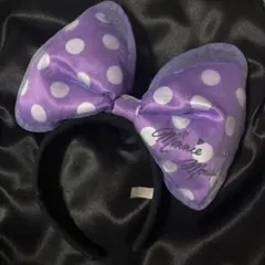 ディズニー　ランド　シー　ミニー　紫　水玉 リボン　カチューシャ