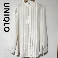 UNIQLO アイボリー ジョーゼットピンタック長袖ブラウス /サイズXL