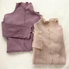 ROSE BUD moment+ テレコリブ ハイネックメローカットソー ニット