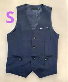 ネイビー スーツベスト ジレ　Sサイズ　紺色