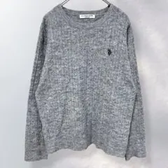 ユーエスポロアッスン ニット セーター ワンポイントロゴ シンプル M《k336