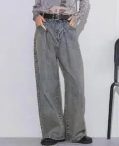 JEANASIS ジーナシス タックデニムワイドパンツ Sサイズ