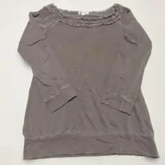 MICHEL KLEIN ミッシェルクラン フリル襟 カットソー ブラウン 38