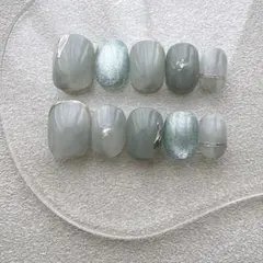 【NO.284】ベリーショート ネイルチップ マグネット ニュアンス