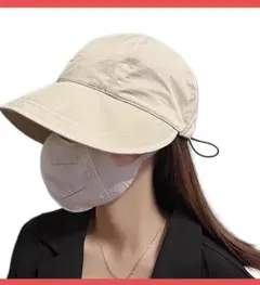✨キャップ レディース ベージュ サンバイザー つば広幅調節可 速乾