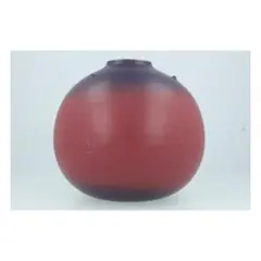 グラデーション陶器 花瓶 紫×赤 丸型 モダンインテリア オブジェ
