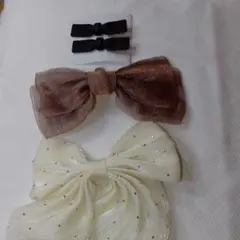 リボンヘアアクセサリー3点セット未使用に近い美品ブラックは、ラバー製