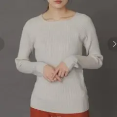 【 SENSE OF PLACE アーバンリサーチ】スクエアリブニットベージュ