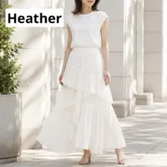 Heather アシンメトリー ティアード ロングスカート フリー　ホワイトのサムネイル