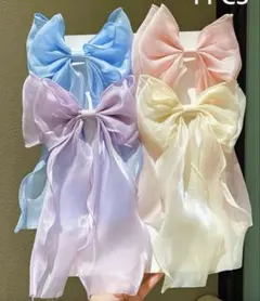 リボン ヘアクリップ 蝶リボン 4点セット 卒園 入学 大きめリボン