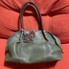 オリーブグリーン ボストン型バッグレザー