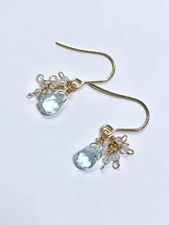 ☆天然石ブルートパーズの可愛いピアス(サージカルステンレスフック）