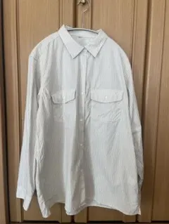 ストライプ 長袖シャツ 2ポケット