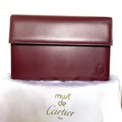 カルティエ must de cartier ボルドー レザー クラッチバッグ