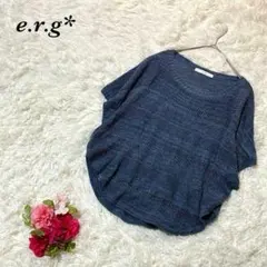 イーアールジー ドルマンスリーブニット M ネイビー系 透かし編み