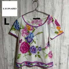 レオナール LEONARD Tシャツ 花柄 Lサイズ ホワイト マルチカラーのサムネイル