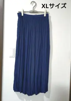 【美品】UNIQLO ユニクロ　ネイビー　ワッシャーサテンスカートパンツ　XL