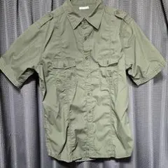 オリーブ 半袖 ワークシャツ