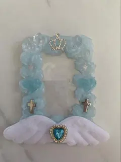 みるく推し活　ホイップデコ　水色　硬質ケースデコ　カードケースデコ　ハンドメイド