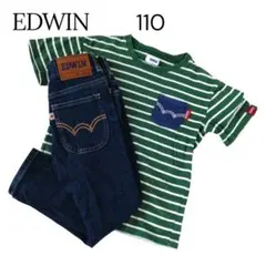 EDWIN キッズ デニムパンツ Tシャツ ボーダー 110 セットのサムネイル