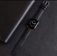 Apple Watch用 ブラックレザーバンド 腕時計 ベルト iPhone
