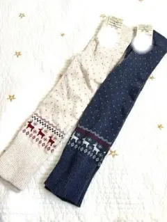 【タグ付き新品】2枚セット らくらく動ける トナカイ柄ニットパンツ