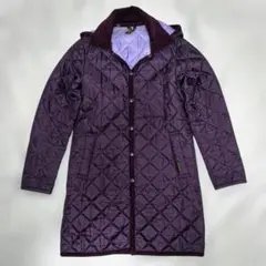 LAVENHAM　紫 キルティングジャケット コーデュロイ襟　フード付き