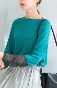URBAN RESEARCH ROSSO シアー ドッキングカットソー グリーンのサムネイル