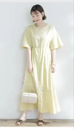 【タグ付き】URBAN RESEARCH　イージーケアリネンVネックワンピース