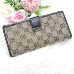 早い者勝ちGUCCI グッチ バンブー GG柄 キャンバス 三つ折り 長財布 
