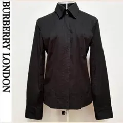 バーバリー ロンドン シャツ 長袖 フルジップ 黒 ブラック 綿 レディースのサムネイル