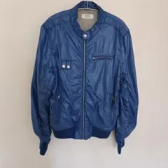 ikka メンズ ブルゾン ナイロンジャケット　ネイビー Lサイズ　ライダース風