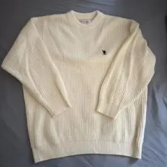 アイボリー リブ編み ニットセーター