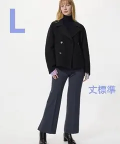 UNIQLO スマートフレアパンツ　丈標準　ネイビー　L