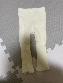 アイボリー ケーブル編み ベビー レギンス 80cm