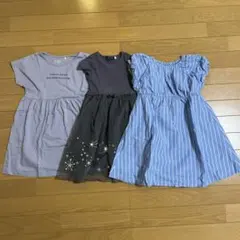 【110cm】女の子 夏物ワンピース 3点セット★お出かけ チュール 涼しげ