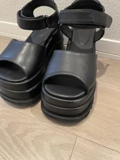 Wego 厚底サンダル 黒 ベルト ブラック Lのサムネイル