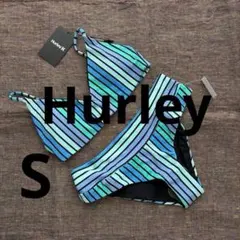 【新品】Hurley レディース 水着 ビキニ ストライプ ブルー ブラック Sのサムネイル