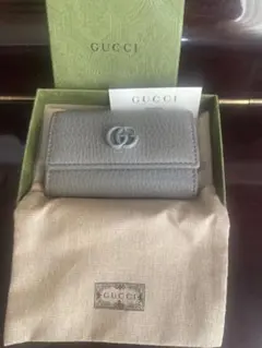 美品✨️GUCCI GGマーモント レザー 6連 キーケース ブルー系 付属品付
